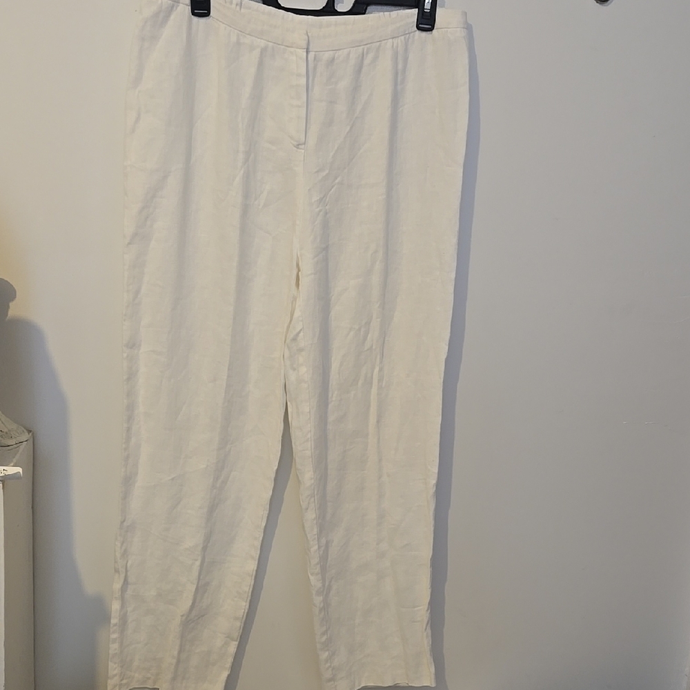 Norton McNaughton Women's 18 White 100% Linen Pants